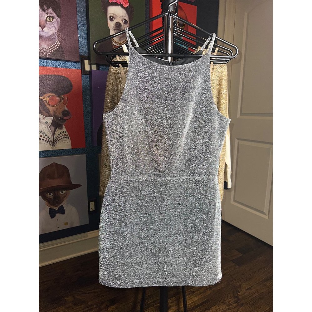 Silver Sparkly Mini Dress - Size Small
